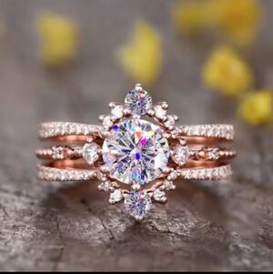 Gorgeous Rose Gold Tone Cubic Zirconia Luxury Ring Jewelry